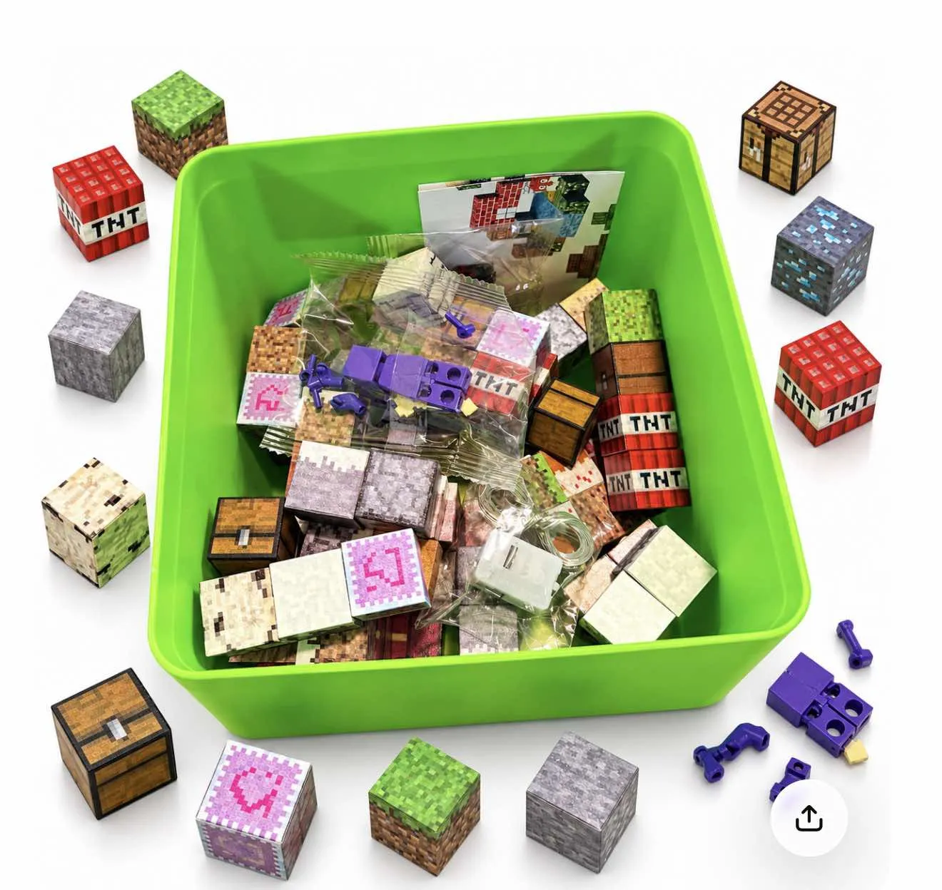 MINECRAFT stiliaus magnetinė dėlionė su LED šviesele - Image 2