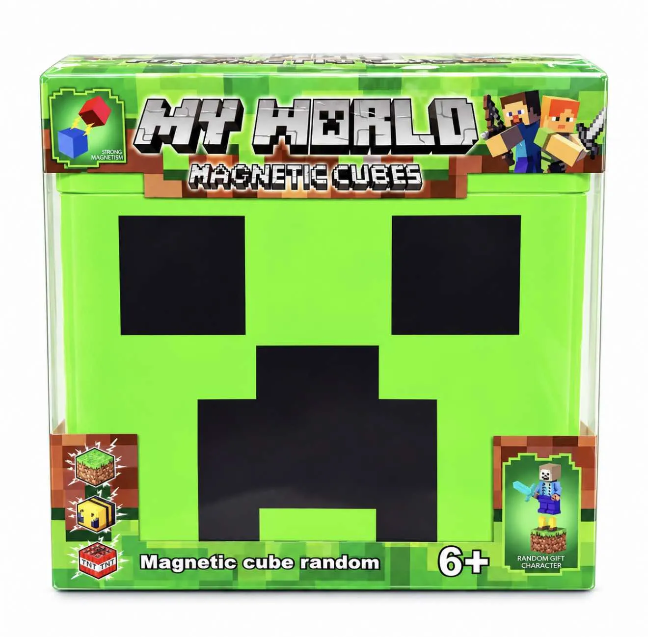 MINECRAFT stiliaus magnetinė dėlionė su LED šviesele